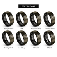 font options for inside engraving on gunmetal & black goat print rings