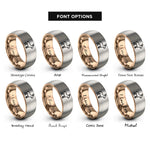 font options for inside engraving on rose gold & gray goat rings