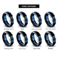 font options for inside engraving on blue & silver goblet squat rings