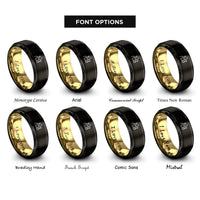 font options for inside engraving on black & gold godparent cross rings