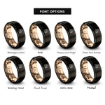 font options for inside engraving on black & rose gold godparent cross rings