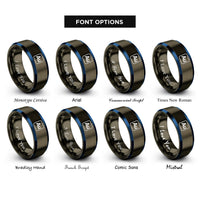 font options for inside engraving on gunmetal & blue gold au rings