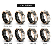font options for inside engraving on black & rose gold & grey gold rings