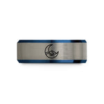 unique gold presents her – black & blue & silver tungsten crescent moon wedding band