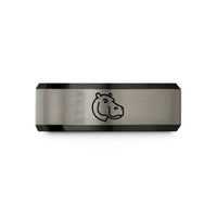 handmade jewelry for her – black & gray tungsten hippopotamus wedding band