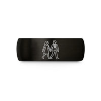 custom engraving ring idea – black tungsten walking hands wedding band