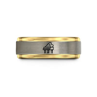 comfortable tungsten ring her – black & gold & silver tungsten grand piano wedding band