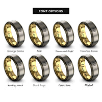 font options for inside engraving on gunmetal & gold & silver gold rings