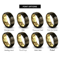 font options for inside engraving on gunmetal & gold gold rings