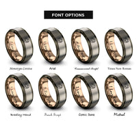 font options for inside engraving on gunmetal & rose gold & grey gold rings