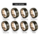 font options for inside engraving on gunmetal & rose gold gold rings