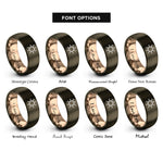 font options for inside engraving on gunmetal & rose gold gold sol rings