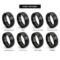 font options for inside engraving on black gold star rings