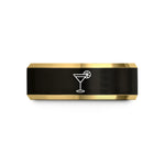 men steel rings simple – black & gold tungsten daiquiri wedding band