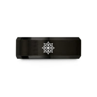 men's gold wedding bands – black tungsten yule sun wheel wedding band