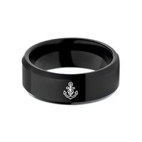 women’s gold wedding ring – black tungsten anchor bend wedding band