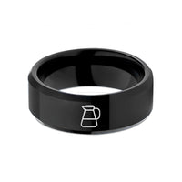 unique women’s wedding ring – black tungsten cold brew carafe wedding band