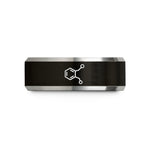 gold band for her – black & gray tungsten dopamine molecule wedding band