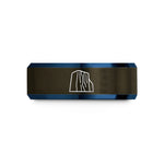 gold band for couples – gunmetal & blue tungsten el capitan yosemite wedding band