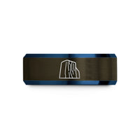 gold band for couples – gunmetal & blue tungsten el capitan yosemite wedding band