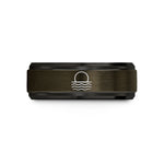 couples gold wedding band – gunmetal & black tungsten ocean horizon sun wedding band