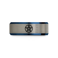 gold band for her – black & blue & silver tungsten pentacle wedding band
