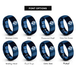 font options for inside engraving on blue golden ratio rings
