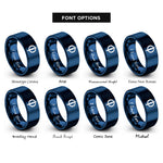 font options for inside engraving on blue golden ratio rings
