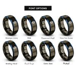 font options for inside engraving on gunmetal & blue golden ratio rings