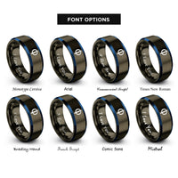 font options for inside engraving on gunmetal & blue golden ratio rings