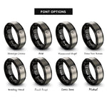 font options for inside engraving on black & silver golden ratio spiral rings