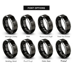 font options for inside engraving on black & gray golden ratio spiral rings