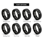 font options for inside engraving on black golden ratio spiral rings