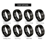 font options for inside engraving on black golden ratio spiral rings