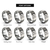 font options for inside engraving on silver golden ratio spiral rings
