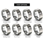 font options for inside engraving on silver golden rectangle rings