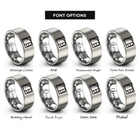 font options for inside engraving on silver golden rectangle rings
