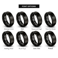font options for inside engraving on black golden retriever heart rings