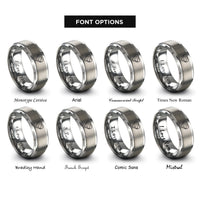 font options for inside engraving on silver golden retriever heart rings