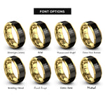 font options for inside engraving on black & gold golden temple rings