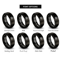 font options for inside engraving on black golden temple rings