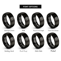 font options for inside engraving on black goldfish heart rings