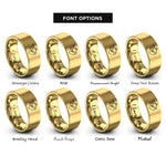 font options for inside engraving on gold goldfish heart rings