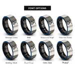 font options for inside engraving on black & blue & silver gondola cable rings
