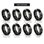 font options for inside engraving on black & gray gondola car rings