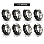 font options for inside engraving on black & silver gondola car rings