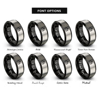 font options for inside engraving on black & silver gondola car rings