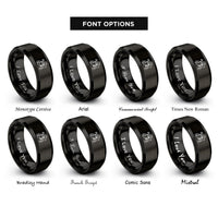 font options for inside engraving on black good shepherd lamb rings