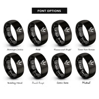 font options for inside engraving on black goose footprint rings