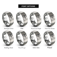 font options for inside engraving on silver goose footprint rings
